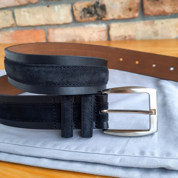 Neiman Marcus Other - NEW Neiman Marcus Black Suede Leather Belt 32 NWOT